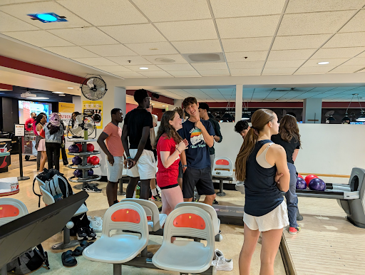 students bowling