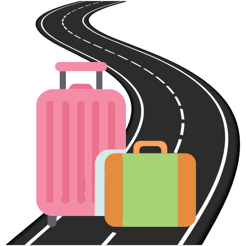 luggage on road