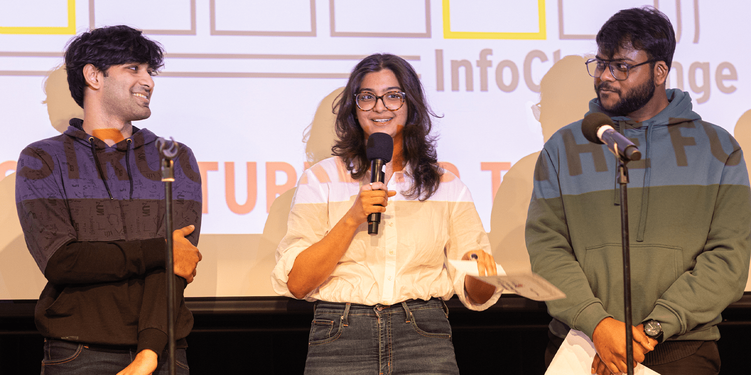 Students speak at a conference