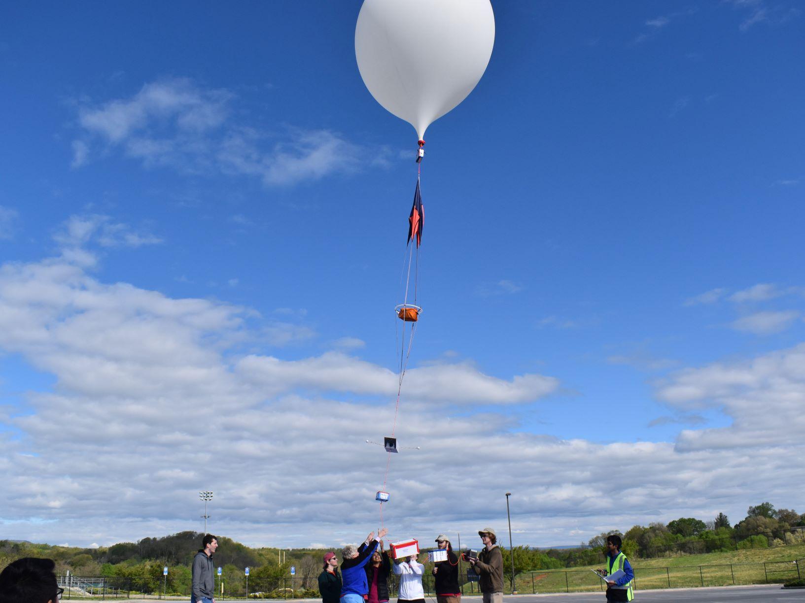 students at balloon launch
